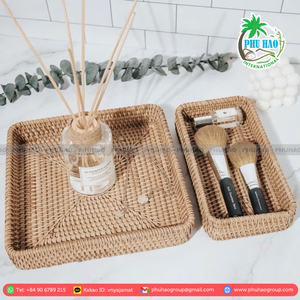 PRODUIT CHAUD Plateau en rotin 100% naturel vietnamien abordable, parfait pour organiser les outils de cuisine et les articles ménagers - Product Image 4