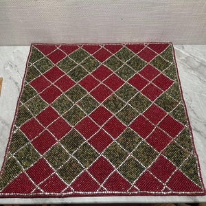 Mantel Individual de Satén Floral con Cuentas a Cuadros, Decoración Moderna Hecha a Mano para Fiesta de Navidad, Bodas, Hogar, Hoteles a Precio de Descuento - Product Image 4