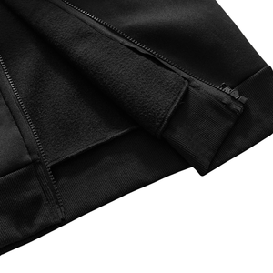 Veste à capuche zippée noire pour homme, design strass, doublure polaire, coupe oversize, streetwear décontracté, vêtement d'extérieur hiver, mode, chaude - Product Image 5