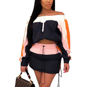 Customize Zip up <b>Jacket</b> Shorts Suit <b>Lightweight</b> Women <b>Ladies</b> Vintage Nylon Windbreaker Two piece Set - Product Image 1