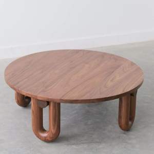 Table basse ronde en corne véritable, style ferme moderne, faite à la main, durable, basse, pour salon, HF Industries - Product Image 4