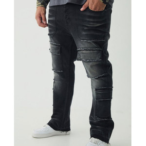 Venta al por mayor personalizado de alta calidad último diseño de marca más detalle de costura cruda pantalones vaqueros de los hombres ajustados elásticos - Product Image 4