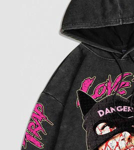 Sudadera con capucha bordada con lavado ácido de alta calidad para hombre con estampado gráfico personalizado y eslogan 100% algodón para invierno - Product Image 2