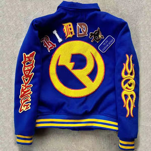 Chaqueta de béisbol de alta calidad personalizada Chenille parche bordado 100% lana Vintage béisbol Letterman Varsity chaqueta para hombres - Product Image 3