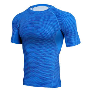 Prix de gros d'usine Demi manches hommes et femmes Logo personnalisé Rash Guard Art Martial Wear Training Grappling Compression Shirts - Product Image 5