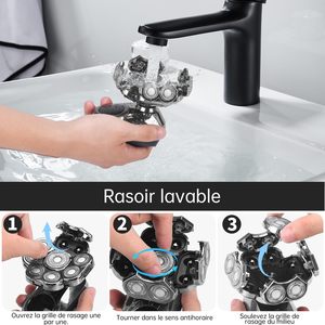 Rasoir Électrique 6-en-1 pour Hommes, Étanche, Flottant, Utilisation Humide et Sèche, Rechargeable avec Affichage, Tondeuse Nez et Cheveux pour le Corps, IPX7 - Product Image 4