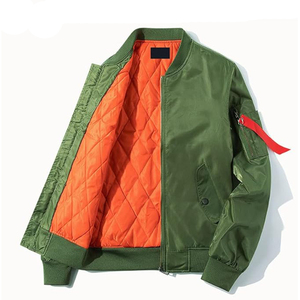 Chaqueta de bombardero de poliéster 4XL personalizada para hombres, nuevo diseño con capucha, cortavientos con cremallera, bolsillo con soporte, aprobado por CE ISO, lona de colores sólidos - Product Image 1