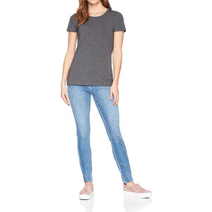 T-shirt à manches courtes en coton pour femme, col doux, respirant, coupe ajustée, décontracté, uni, couleur unie, basique, à porter au quotidien, taille XS, logo - Product Image 2