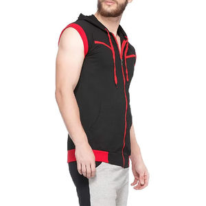 Sudadera con capucha sin mangas de invierno para hombre 100% algodón polar de secado rápido transpirable gimnasio Fitness Jogging correr camisetas sin mangas de talla grande - Product Image 4
