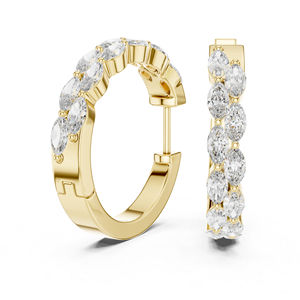 Pendientes de Aro con Diamantes Cultivados en Laboratorio de Corte Marquesa, Oro Blanco de 14K, Joyería Nupcial para Mujer, Regalo de Aniversario de Bodas Certificado de Lujo - Product Image 5