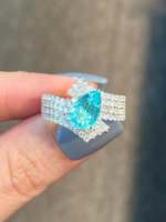 Bague Religieuse en Tourmaline Verte Paraiba Rare pour Femme, 1,45 ct, Coupe Poire, Argent Sterling 925, Pierre Précieuse Certifiée IGI, Cadeau de Luxe pour Épouse