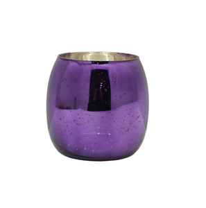 Soporte votivo de cristal decorativo de diseño único, tarro de vela con acabado púrpura antiguo para sala de estar, hecho a mano, personalizado - Product Image 1