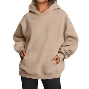Sudadera con capucha corta para mujer de 500GSM, logotipo bordado personalizado, sudadera con cremallera de lana y hombros caídos, sudadera con cremallera de algodón grueso para mujer - Product Image 2