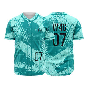Maillot de baseball pour homme de haute qualité en gros personnalisé, imprimé par transfert thermique, polyester/coton respirant, évacuation de l'humidité, col rond - Product Image 3