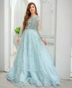 El mejor vestido de mujer pakistaní con trabajo de secuencia única y hermoso bordado a mano y Dupatta a juego - Product Image 5