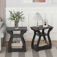 Table basse moderne à 3 niveaux, hauteur réglable, avec ports de charge USB et prises, structure en fer, rangement pour chambre et salon