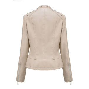 Wholesale Women's Sheep Skin <b>Genuine</b> Jacket Winter Windproof Washed Techniques Solid Pattern Zipper Closure Cotton Filled - Product Image 2