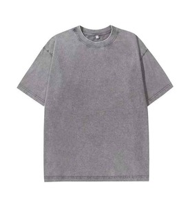 T-shirt à manches courtes en jersey délavé, coupe ample, grande taille, en coton/fibre de bambou teint en pièce, 180 g/m², avec logo imprimé personnalisé - Product Image 2