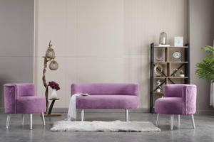 Lazy Sofa Chair Set 2 + 1 + 1 Boucle Sillas de ocio de felpa - Product Image 2