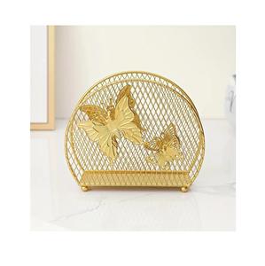 Servilletero de Metal Hecho a Mano con Forma Cuadrada y Acabado Dorado, Soporte para Papel Tisú para Decoración de Comedor, Hogar y Restaurante - Product Image 1