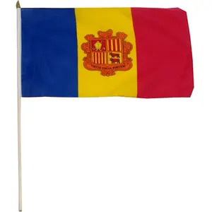 Drapeau national d'Andorre à main personnalisé en polyester 100%