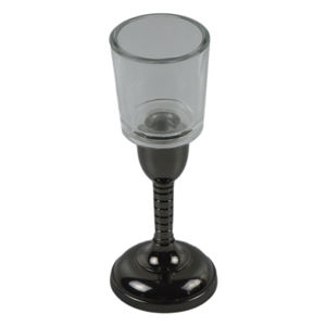 Support de bougie traditionnel avec métal en laiton/verre, idéal pour la maison, la décoration du salon, bougeoir en finition Nickel noir - Product Image 3