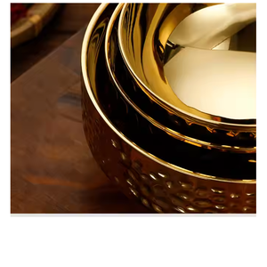 Tazón de fruta de Metal decorativo grande recién llegado, artesanía moderna, decoración del hogar, cocina, tazón de diseño elegante dorado martillado - Product Image 5