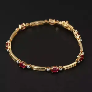 Bracelet de tennis vintage en argent sterling jaune 925 plaqué or avec diamant synthétique ovale de 6,15 carats cultivé en laboratoire - Product Image 6