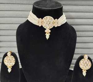 Piedra única tradicional de tendencia con collar de latón perla para ropa de fiesta étnica para compromiso de boda y Aniversario - Product Image 1