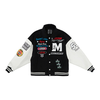 Veste universitaire d'hiver pour homme en toile de haute qualité, broderie chenille, manches en cuir, style baseball personnalisé, vente en gros