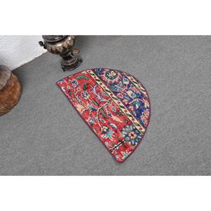 Alfombra de lana hecha a mano clásica roja y azul de 2,5x1,5 pies, área grande turca, área rectangular, patrón abstracto, látex de 10mm para uso en el pasillo - Product Image 2