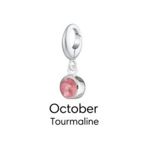 Charme de pierre de naissance ronde en tourmaline de 5mm avec fermoir à clipser de 5x4mm en argent sterling fait à la main pour la fabrication de bijoux - Product Image 1