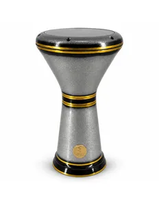 Gawharet El Fan, Darbuka de 22 cm con Brillo Gris y Dorado - Doumbek Egipcio Hecho a Mano - Product Image 1