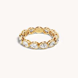 Bague en or 14 carats avec diamant de laboratoire de 1,6 carat, sertie clos, design goutte d'eau - Product Image 2