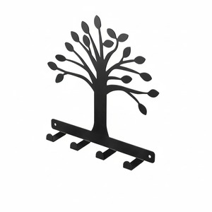 Love Birds Tree Design Metal Wall <b>Hook</b> Rack Black Finish Decorative <b>Coat</b> Key Holder Christmas Home Decor - Product Image 3