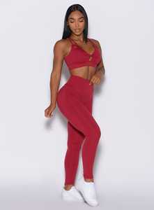 Venta al por mayor de encargo granate forma Leggings entrenamientos vida activa Leggings cintura alta y ropa activa moda gimnasio Leggings para las mujeres - Product Image 3