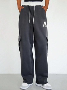 Pantalones de Jogger de lana para hombre, pantalones deportivos transpirables con cordón, pantalones de chándal informales - Product Image 3