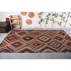 พรมถักสไตล์ตุรกีโบราณขนาด6.1 x สีน้ำตาล10.3ft เบจวัสดุขนสัตว์ลาเท็กซ์สำหรับห้องนั่งเล่นห้องโถงสำหรับวัยรุ่น - Product Image 1