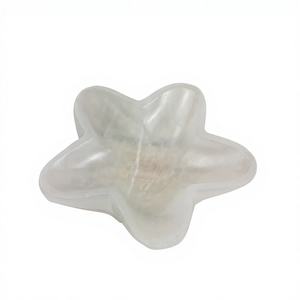 Bol décoratif en selenite et pierre savonneuse, sculpté et gravé en forme d'ange et d'étoile, pour la décoration de fêtes et le Feng Shui - Product Image 1