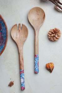 Charmant bol en bois imprimé peint à la main bol de service décoratif pour table à manger affichage de cuisine et but de cadeau - Product Image 3