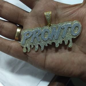 จี้ชื่อพร็อพสำหรับผู้ชาย2.50ct เพชรโมอิสในเจ้าหญิงตัดด้วยเงิน925ชุบทองสไตล์ฮิปฮอป - Product Image 4