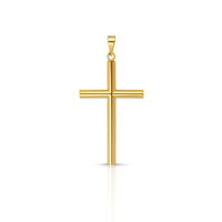 Colgante de Cruz Cristiana Religiosa Hecho a Mano en Oro de 14K, Grande, Sólido, Amarillo, Unisex, para Hombre y Mujer, Regalo, Sin Níquel