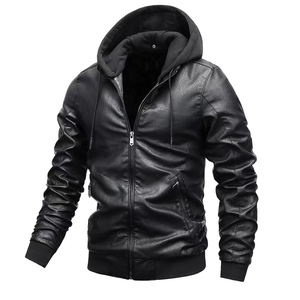 High Quality Men's Leather Motorbike <b>Jackets</b> Stand Front Waterproof Breathable <b>Slim</b> <b>Fit</b> Customizable Colors/Logo Wholesale - Product Image 1