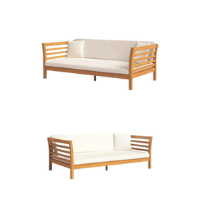 Juego o unidad de muebles de patio clásicos, sillas de diseño de madera de teca, piezas modulares para exteriores para jardín - Product Image 4