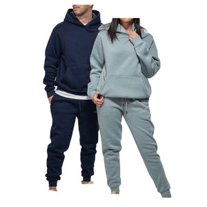 Venta al por mayor de invierno de lujo 100% de algodón orgánico Pull Over Plain pantalones de chándal de gran tamaño y conjunto de Sudadera con capucha Unisex - Product Image 4
