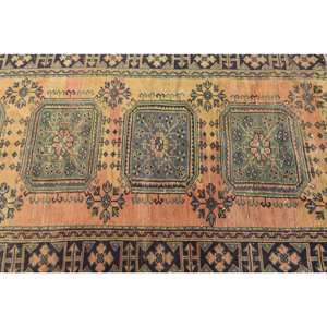 Tapis traditionnel en laine patchwork jaune noir fait à la main 4.3x10.9 pieds Rectangle en latex pour salon chambre couloir Style turc - Product Image 5