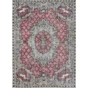 Alfombra de Lana Anudada a Mano de Gran Tamaño, Diseño Abstracto Rectangular con Medallón Rojo Naranja, para Sala de Estar, Modelo Pae-2440 - Product Image 1