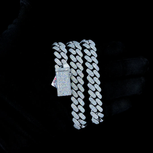 VVS Diamond 925 Sterling <b>Silver</b> Iced Out <b>Cuban</b> Link <b>Chain</b> Hip Hop Jewelry Gift - Product Image 2