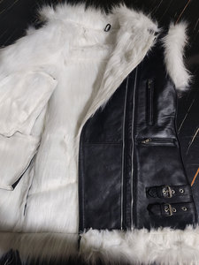 Gilet en cuir de haute qualité en gros, OEM, élégant, col en fourrure de qualité supérieure, gilets pour femmes, fermeture éclair, design en peau de mouton - Product Image 2