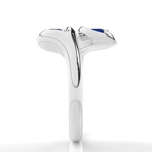 แหวนหินแซฟไฟร์สีฟ้าตัดสีทองสีขาวล้วนออกแบบได้ตามต้องการแบบง่ามทันสมัยเหมาะสำหรับการหมั้น - Product Image 4